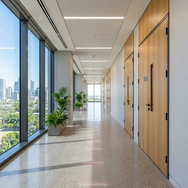 Professional measuring a fire door for compliance