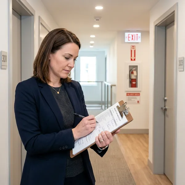 Premium wooden fire doors in an apartment building